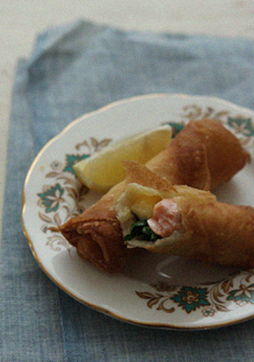 Salmon and Spinach Spring Rolls