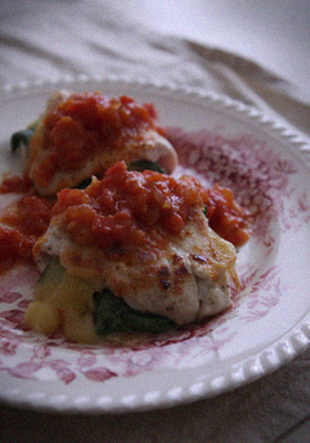 Folded Chicken with Tomato Sauce