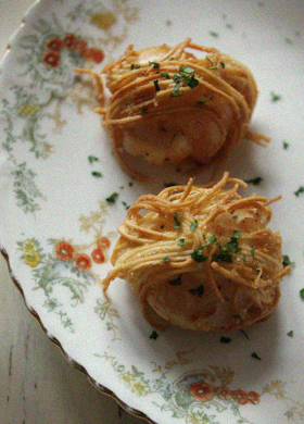 Crispy Noodle Wrapped Scallops 1