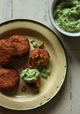 Carrot Fritters with Avocado Yogurt Dip 1
