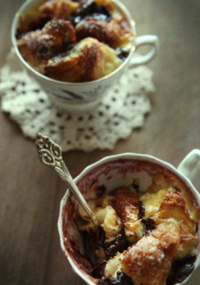 Chocolate Croissant Pudding Cups 1