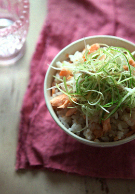 Salmon Rice with Spring Onion Salad 1